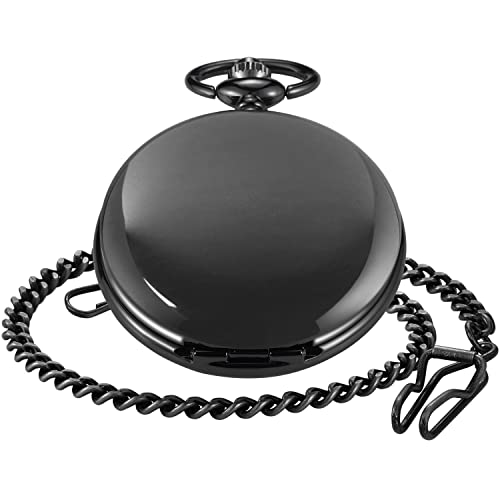 Smooth Black Quartz Pocket Watch for Men