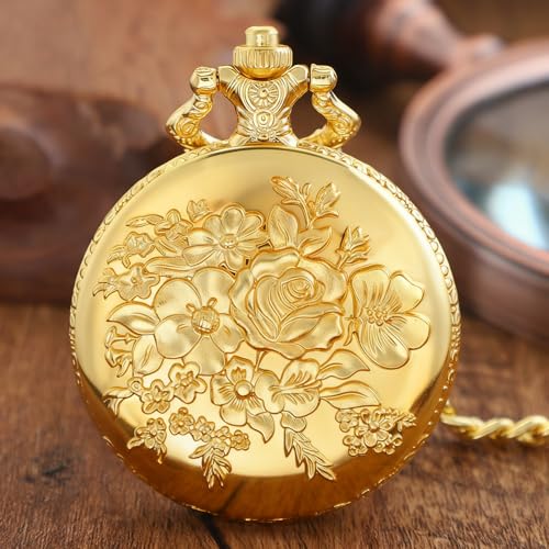 Solid Small-Flower Quartz Pocket Watch with an Elegant Vintage Style a