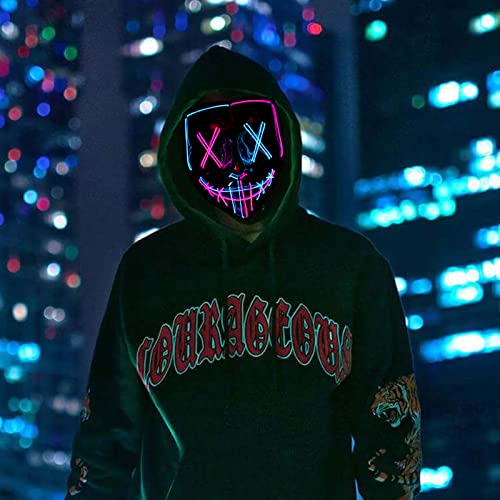Poptrend Halloween Mask LED Light up Mask Scary mask for Festival Cosplay Halloween Costume Masquerade Parties,Carnival,Gift (2 PACK-B)