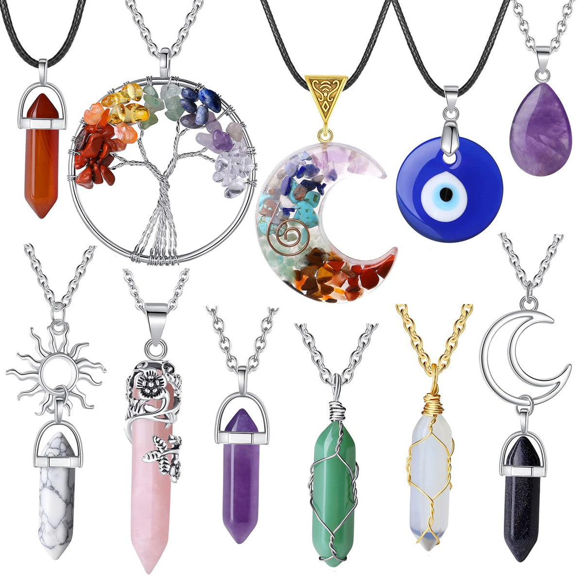 XIANNVXI 11 Pcs Crystal Necklaces for