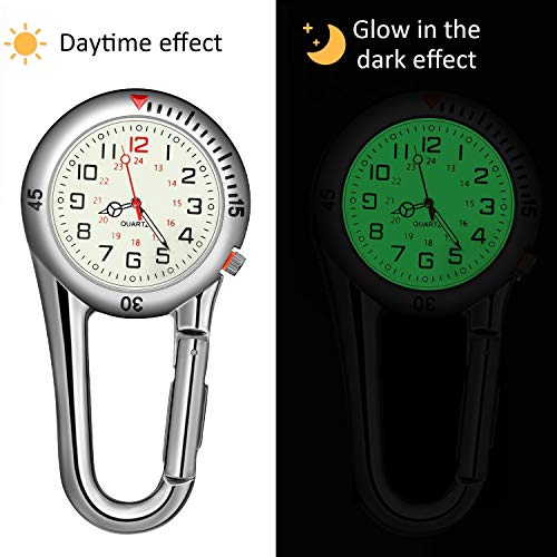 Hicarer 2 Pieces Clip on Quartz Watch Backpack Fob Belt Glow in The Da