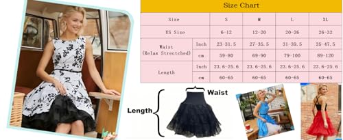 Women's 50s Vintage Petticoat 26" Crinoline Rockabilly Tutu Skirt Slip S-L…