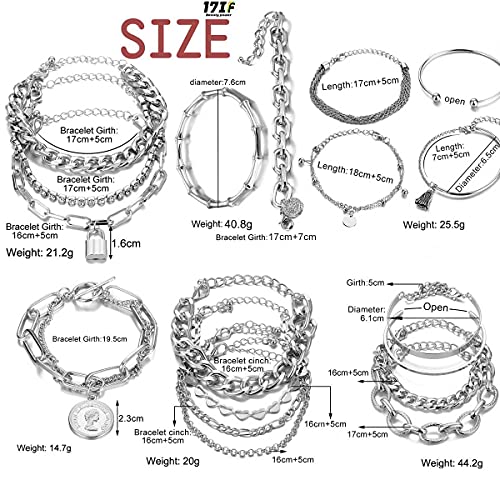 18-25 PCS(6 Pack) Boho Gold Silver Stackable Bracelets Set for Women