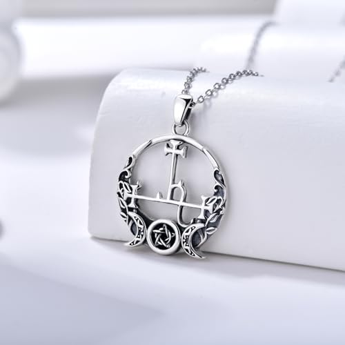 Sterling Silver Pentagram Necklace Triple Moon Secondary image