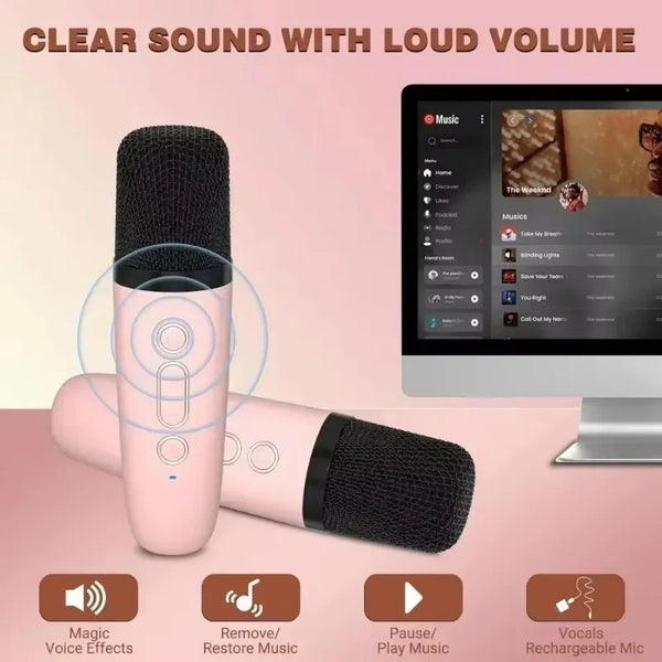 Home Karaoke Machine with Dual Microphones & Bluetooth