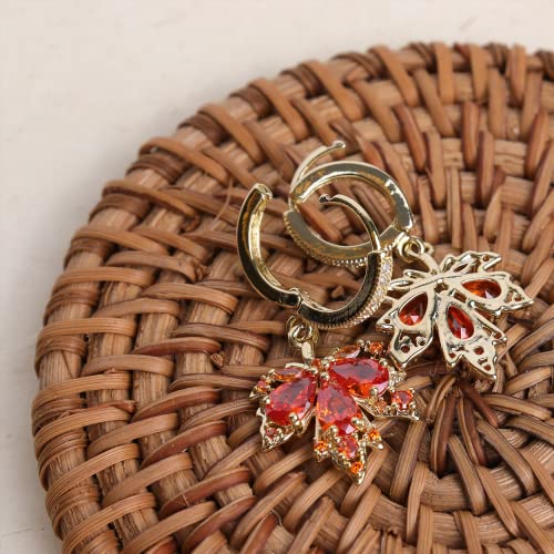 Gold Silver Small Hoop Dangle Earrings for Women, Trendy Dainty Rhinestone CZ Dangling Prom Wedding Leaf Flower Snowflake Butterfly Starfish Fashion Jewelry Gift