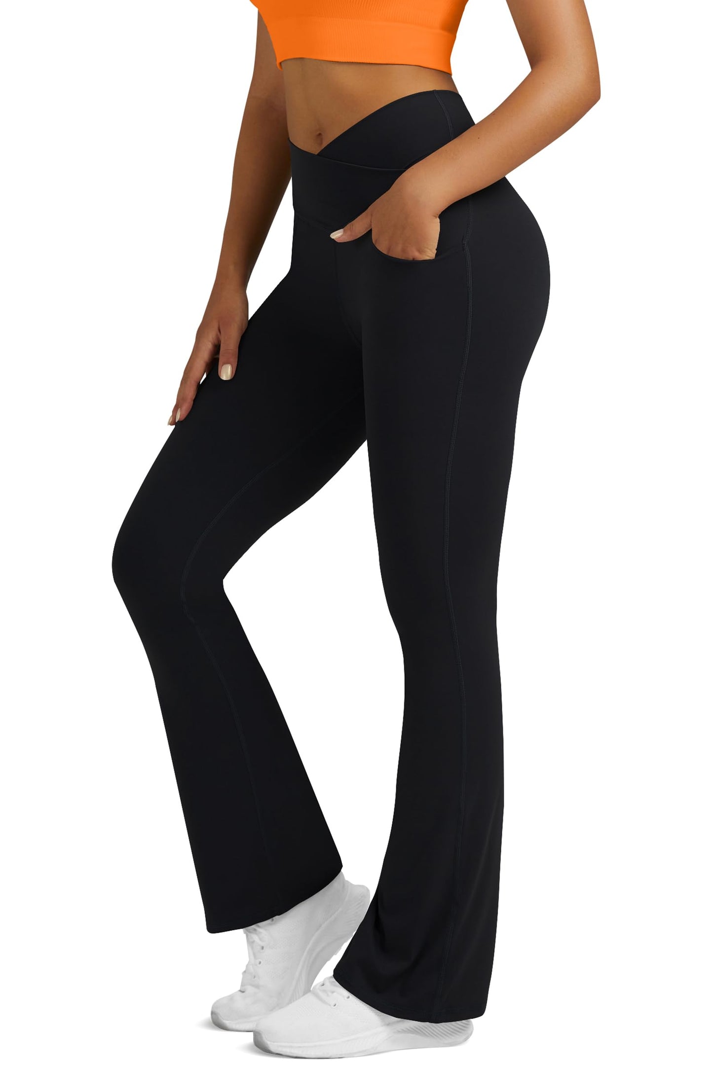 Flare Leggings For Women Yoga Pants With Pockets High Waisted