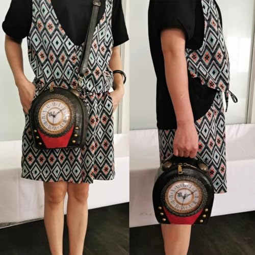 PVC Clock-Shaped Crossbody Handbag