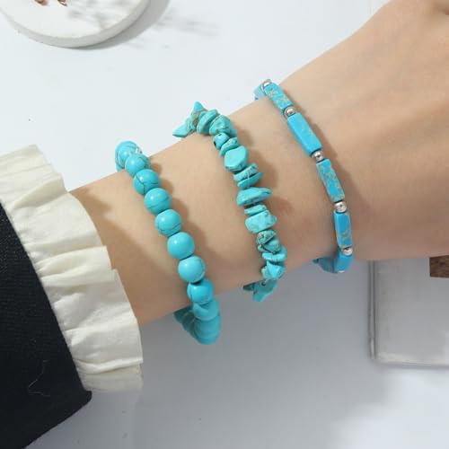3Pcs Natural Stone Bracelets for Women 8mm Crystal Beaded Bracelets Handmade Stretch Bracelet Healing Crystal Jewelry for Women