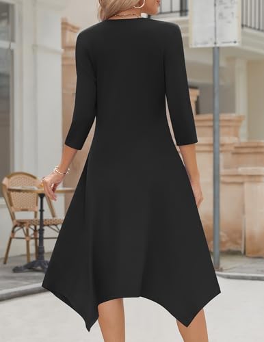 Zeagoo Midi Dresses Women 2026 Dress 3/4 Sleeve A Line Casual Dresses with Pockets