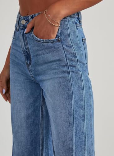 Sidefeel Women's Wide Leg Jeans High Waisted Stretchy Raw Hem