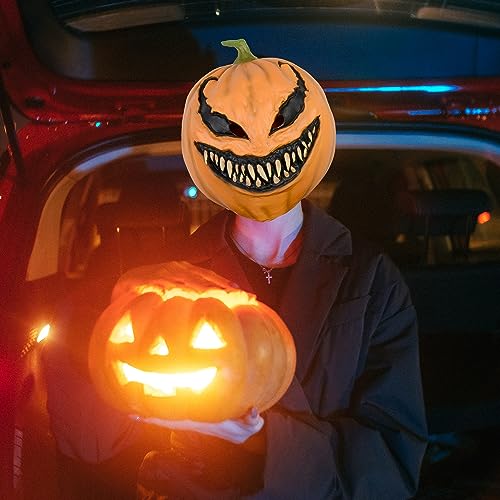 Creepy Pumpkin Mask, Scary Pumpkin Head Mask For Halloween Costume Party Props Adult Men Women