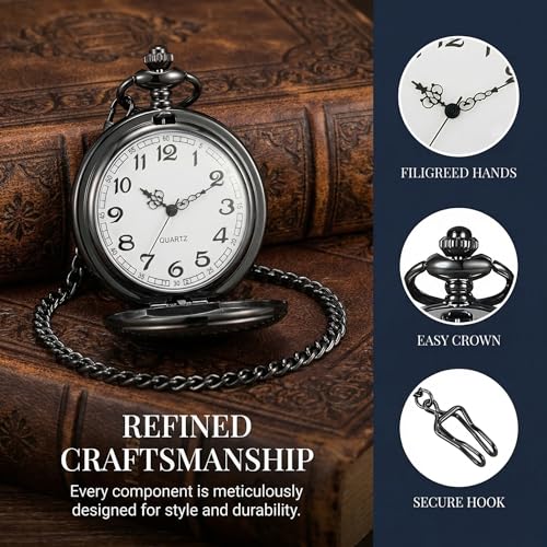 Smooth Vintage Pocket Watch with Chain