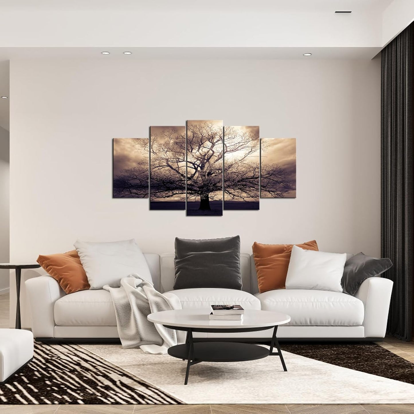 5-Piece Sepia Tree of Life Canvas Wall Art