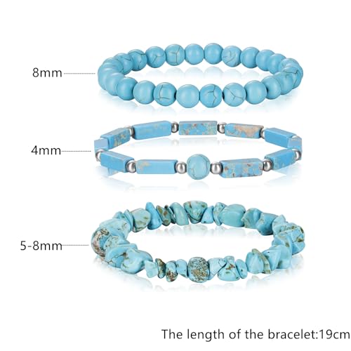3Pcs Natural Stone Bracelets for Women 8mm Crystal Beaded Bracelets Handmade Stretch Bracelet Healing Crystal Jewelry for Women