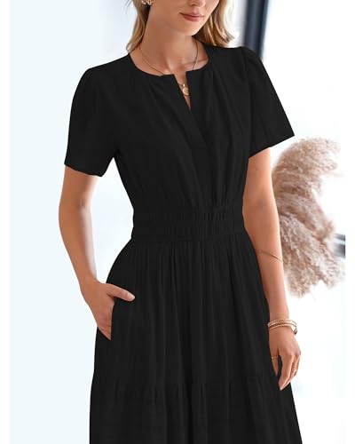 BTFBM Womens Summer 2026 Casual Maxi Dresses Lightweight Short Sleeve Dress