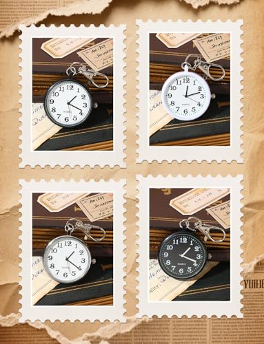 Quartz Pocket Watch, Portable Clip on Watch with Keychain Outdoor for
