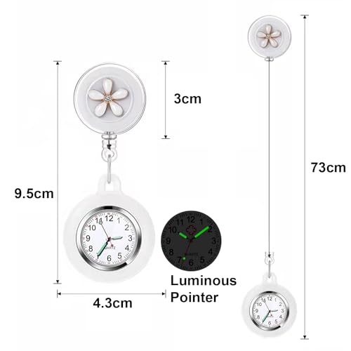 3X Retractable Nurse Watch for Nurses Doctors, Clip-on Hanging Lapel N