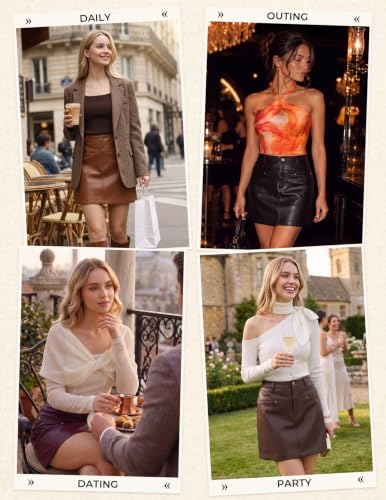 Kate Kasin Womens Fuax Leather Mini Pencil Skirts with Shorts 2026