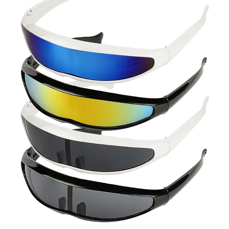 Futuristic Narrow Cyclops Mirror Sunglasses