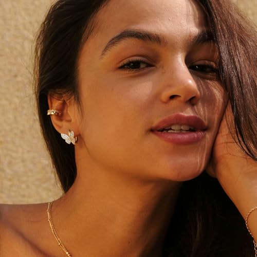 Cubic Zirconia Huggie Earrings 14k Gold Plated Tiny Earrings Small Huggie Hoop Earrings Simple Lightweight Hoops Gift for Women Secondary image