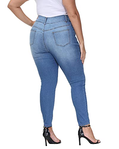 Womens Plus Size Skinny Jeans High Waisted Stretchy Classic