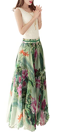 Women Full/Ankle Length Blending Maxi Chiffon Long Skirt Beach Skirt