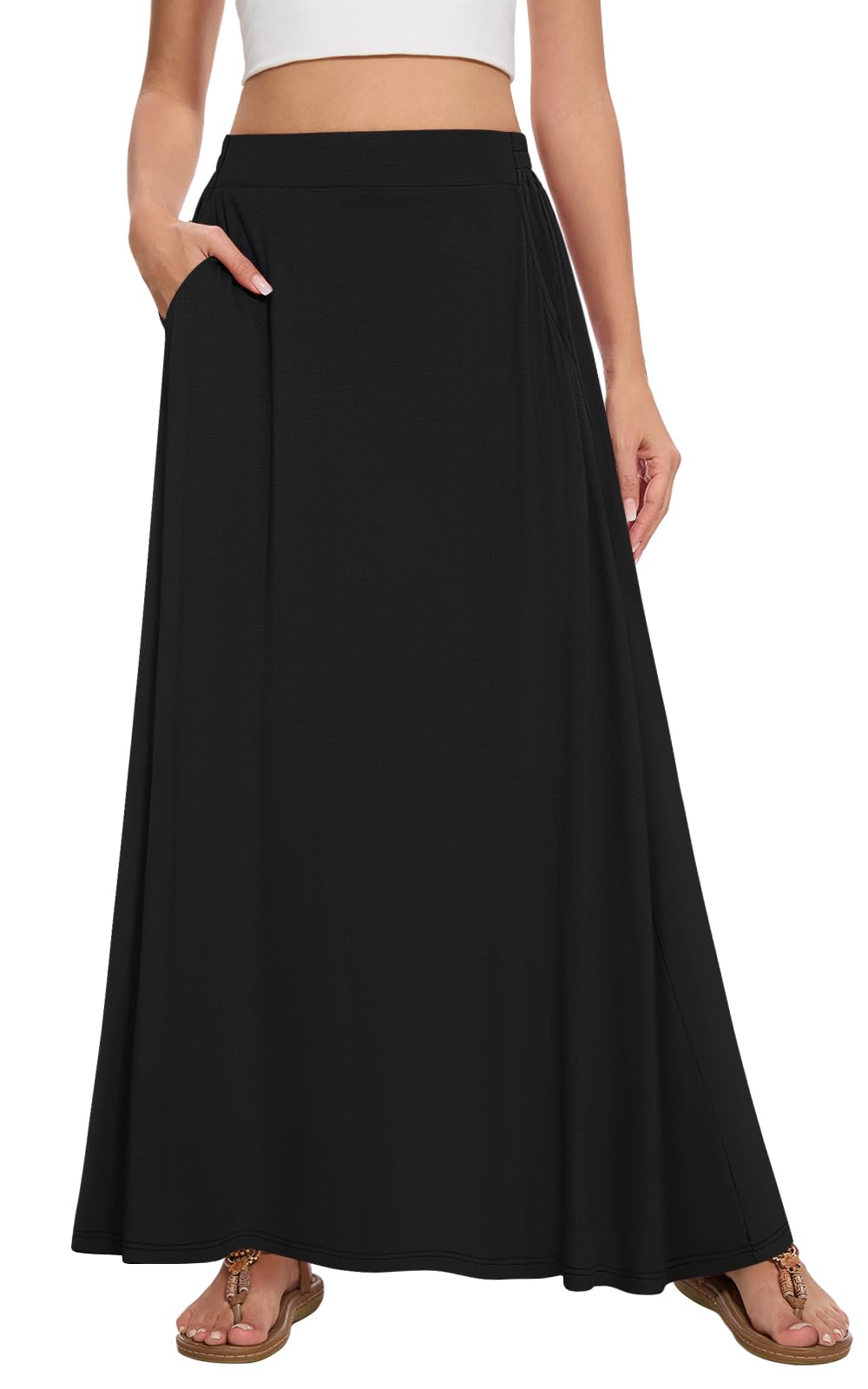 Womens Maxi Skirt Long Flowy Summer A-Line High Waist Skirts