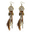 Brown Dream Catcher Feather Boho Earrings