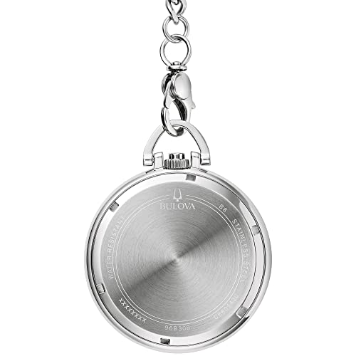 Bulova Classic Pocket Watch 3-Hand Date Quartz Stainless Steel, Black