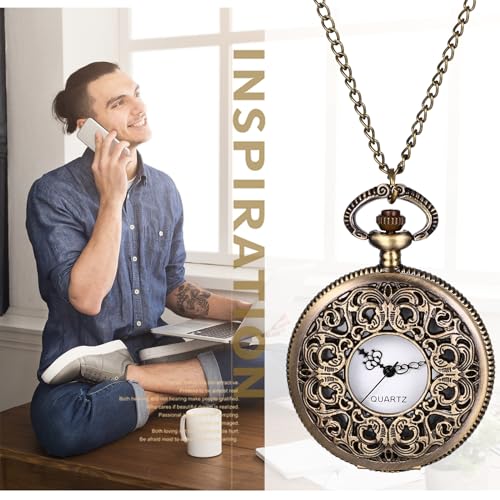 Women's Quartz Pocket Watches: Half Hunter Bronze Arabic Numeral Pocke