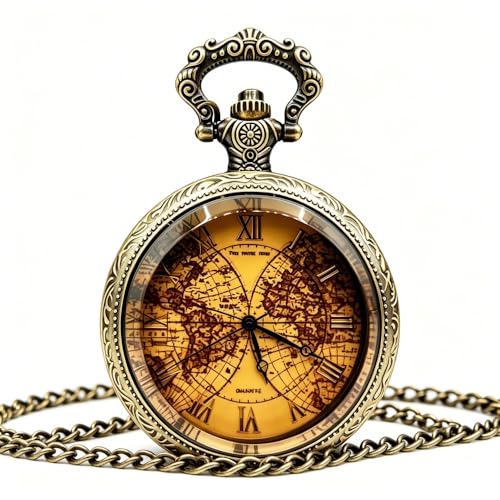 Tea Colored Glass Double Earth Pocket Watch