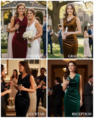 GRACE KARIN Womens Velvet Cowl Neck Wedding Guest Cocktail Dresses