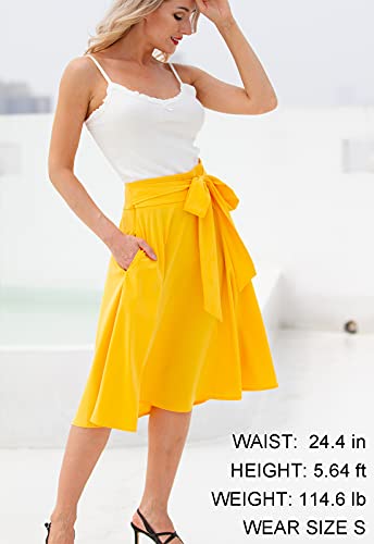 Belle Poque Women High Waisted A Line Skirt with Pockets