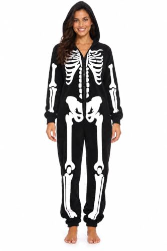 Just Love Women's Adult Onesie Skeleton Halloween Costume with Hood Secondary image