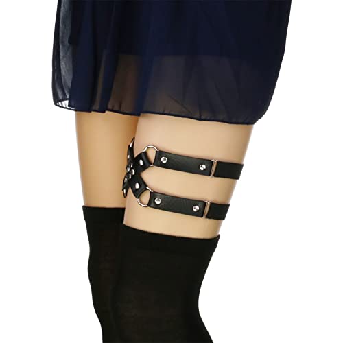 Adjustable Leg Garter Belt, Elastic Punk Cross Thigh Garters for Women, 1 Pair