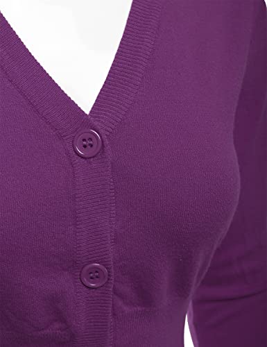 Women's 3/4 Sleeve Soft Open Front Cropped Sweater Cardigan (S-XXL)