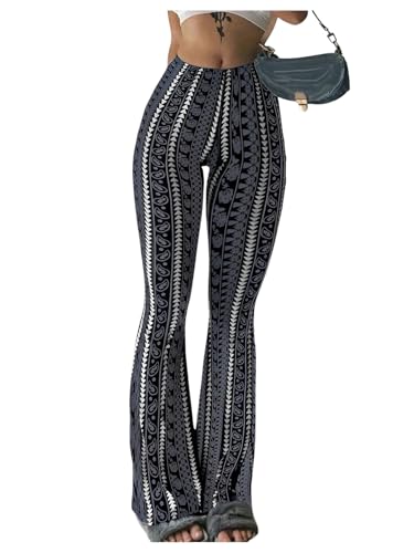 Milumia Women's Boho Yoga Leggings High Waisted Hippie Flared Pants