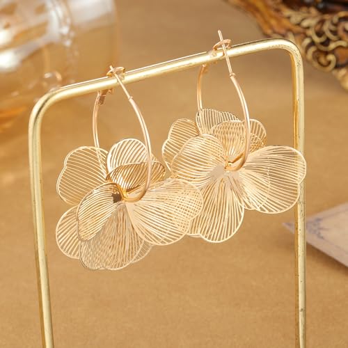 Floral Filigree Statement Hoop Earrings
