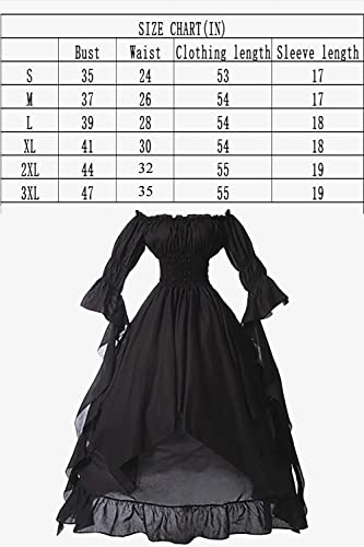 YEAXLUD Women's Victorian Dress Puff Sleeve Off Shoulder Ruffle Medieval Costume for Women Renaissance Dress