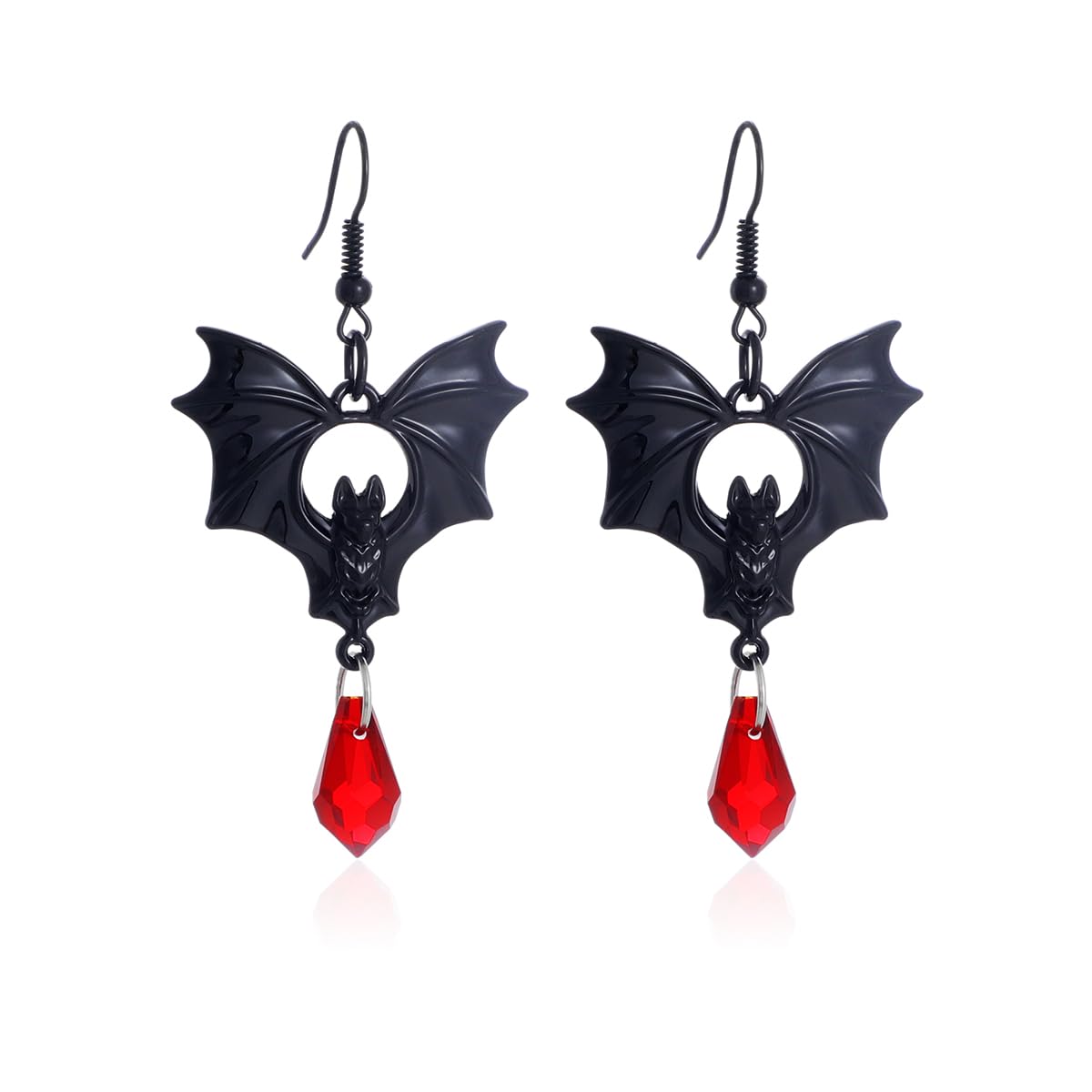 Gothic Bat Earrings for Women Black Red Crystal Dangle Drop Earrings Dark Punk Vampire Bat Earrings Hypoallergenic Vintage Goth Vampire Earrings Halloween Cosplay Party Jewelry