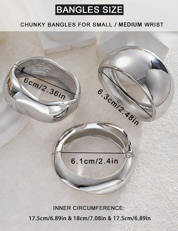 Cascading Chrome Dome Bangle Set