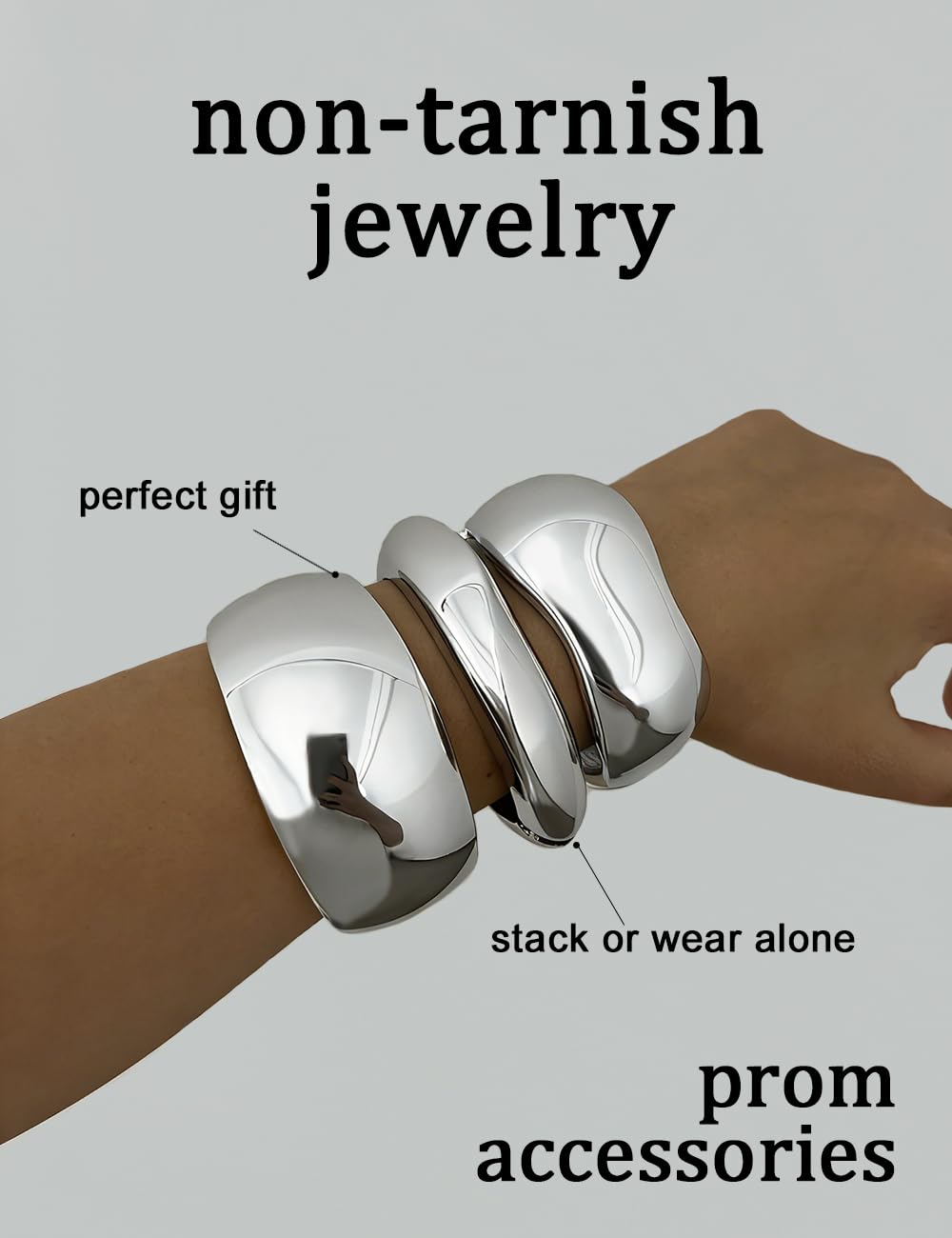 Cascading Chrome Dome Bangle Set Secondary image