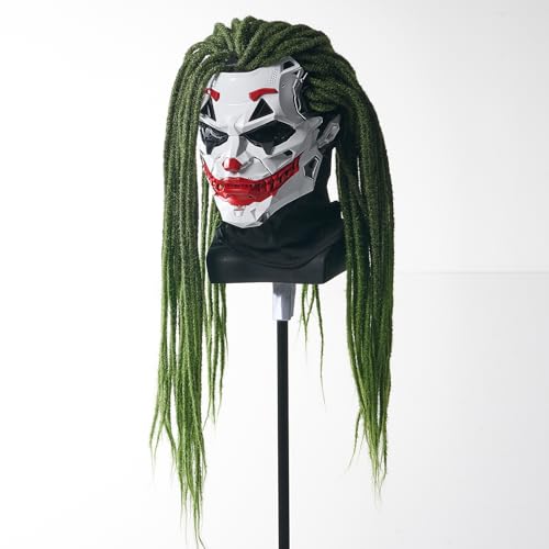 IUUBVV Futuristic Clown Mask, White and Red, Cosplay Costume Accessory