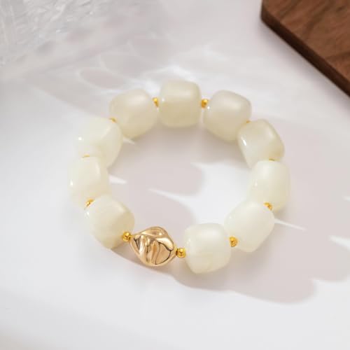Bead Bracelet for Women Vibrant Color Resin Beads Bracelets Elastic Stretch Chunky Bracelet Boho Summer Beach Vacation Jewelry
