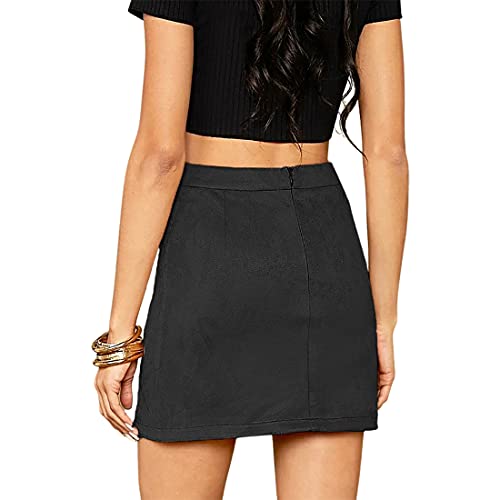 Women's High Waist Faux Suede Side Split Bodycon Short Mini Skirt Secondary image
