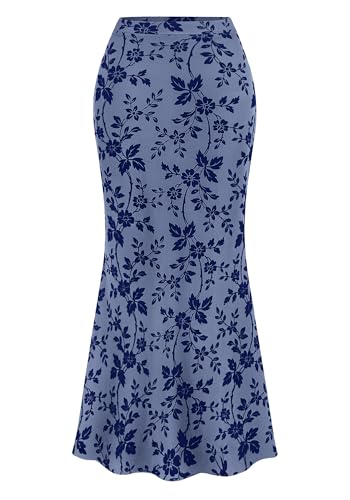 BTFBM Womens Floral Mesh Maxi Skirts