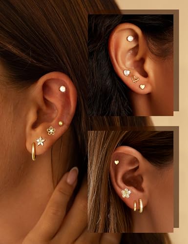 Hypoallergenic Gold Stud Earrings for Women - 14k Gold Plated Surgical Stainless Steel Earrings Secondary image