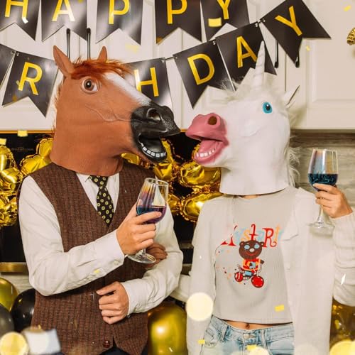 CreepyParty Horse Mask, Animal Costume for Halloween Party