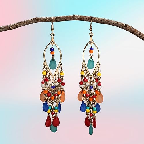 Crystal Beaded Tassel Bridal Earrings